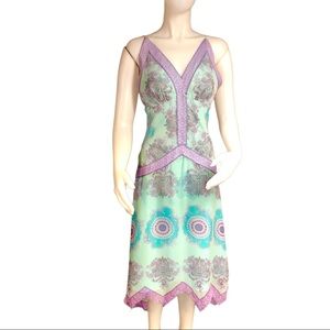 ❤️SOLD❤️ Nicole Miller BOHO Turquoise Paisley Silk Chiffon FAIRY Dress